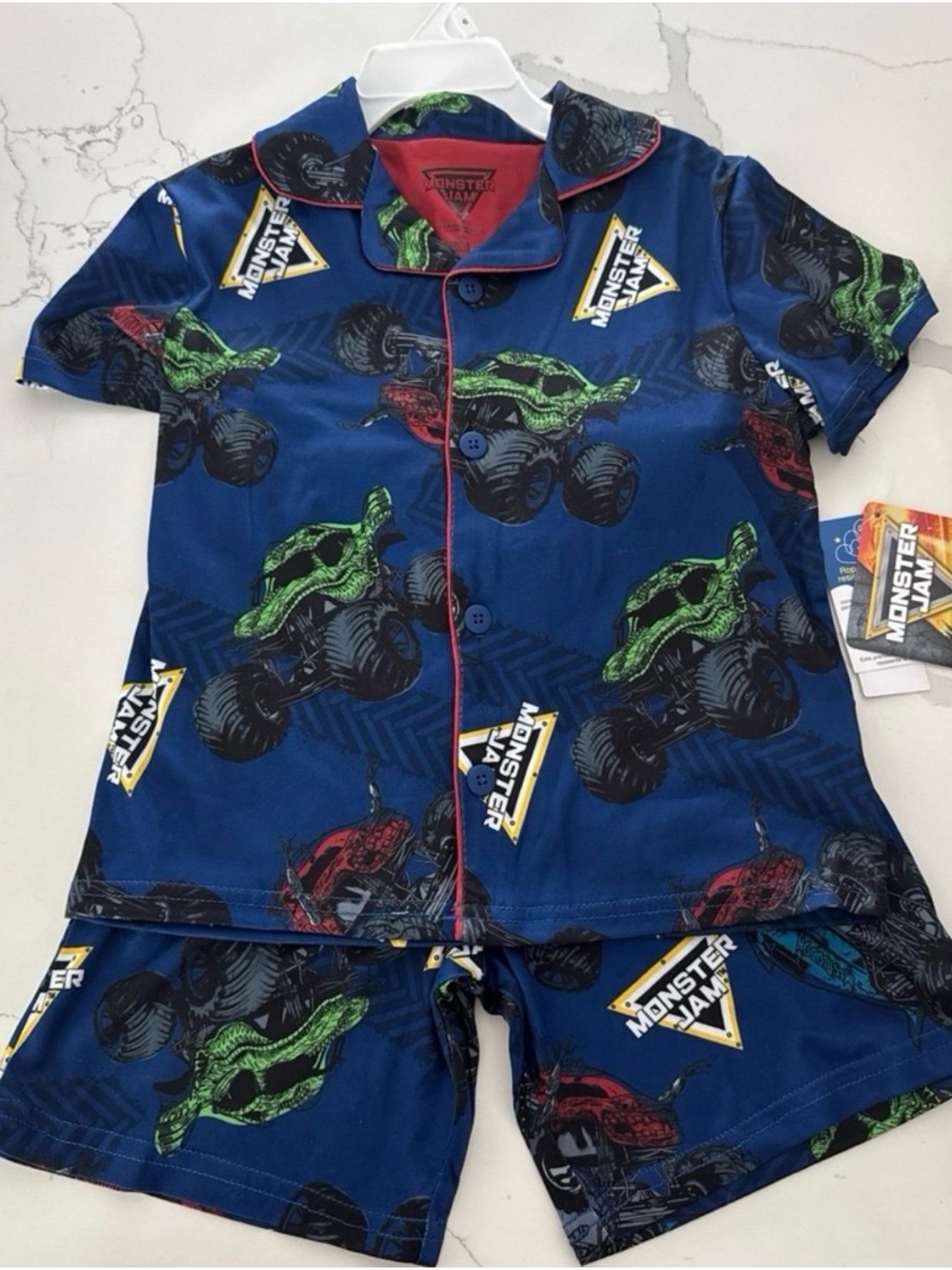 Monster Jam Kids' Blue Short Pajama Set with Monster Truck Print